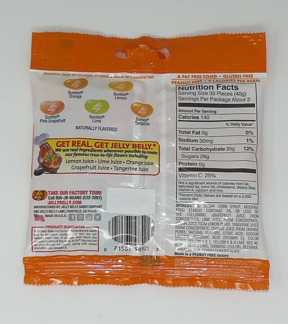 Sunkist® Citrus Mix Jelly Beans 3.1 oz Grab & Go® Bag
